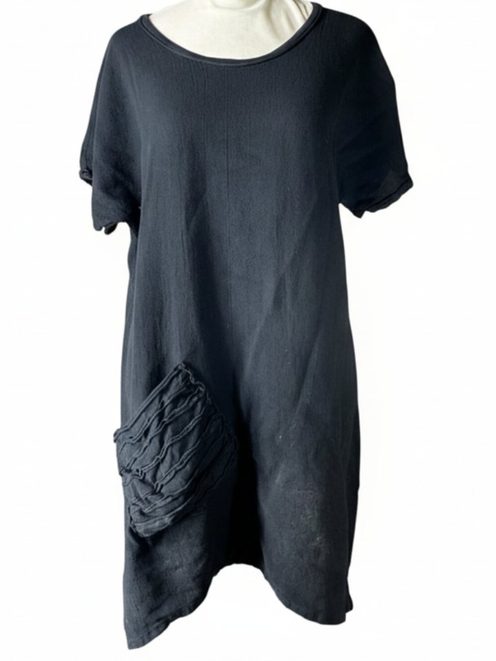 OH MY GAUZE! Black Cotton Gauze Tunic Top Mini Dress Estimated M